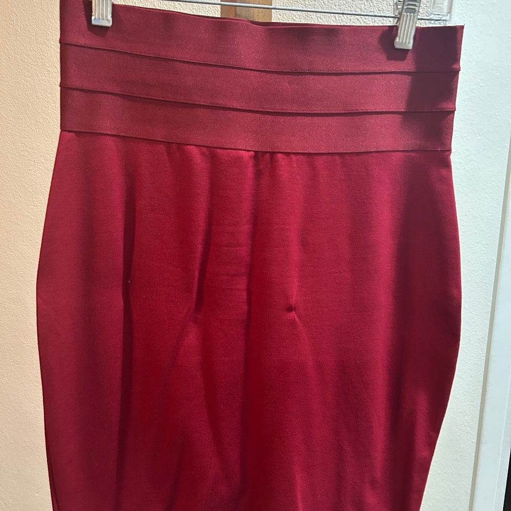 Red stretchy pencil skirt